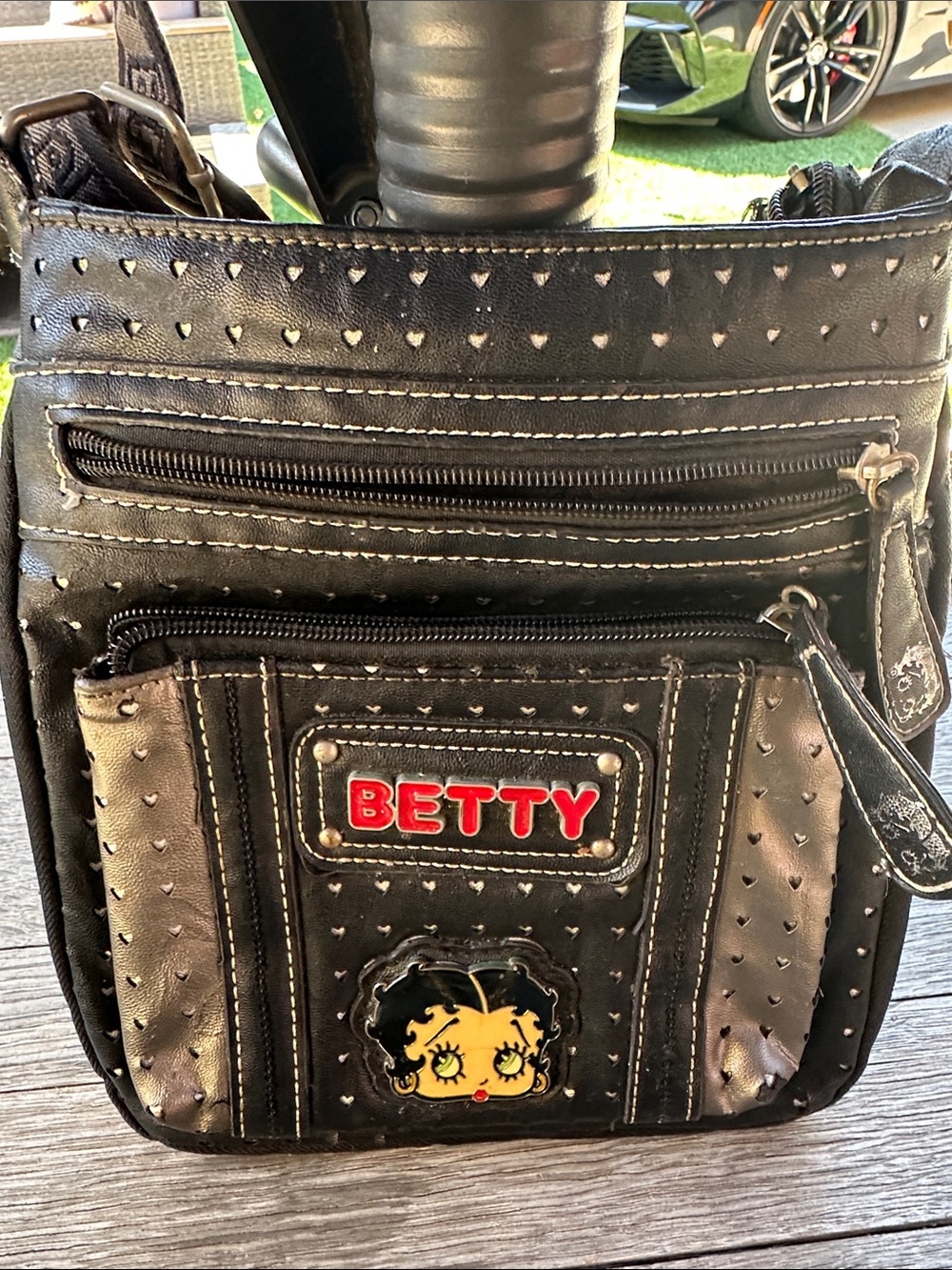 Betty Boop Black Bag with Red BETTY Patch and Yellow Character
